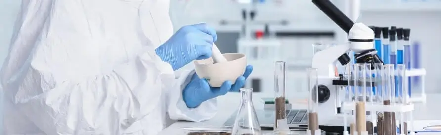 Scientist studying samples