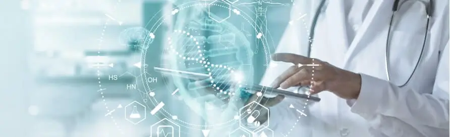 Doctor touching electronic medical record