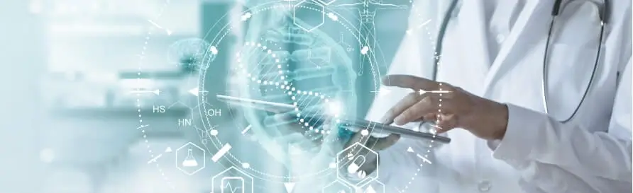 Doctor touching electronic medical record