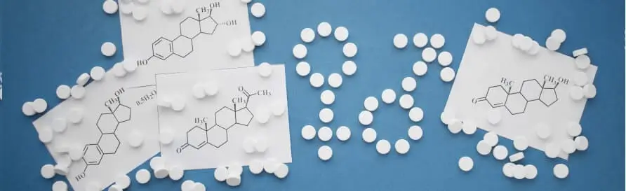 Female hormones estrogen estradiol estriol and progesterone and male hormone testosterone