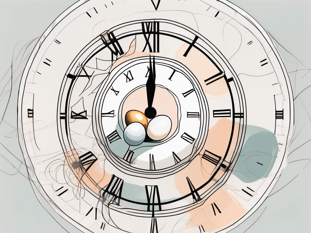 A symbolic representation of a fasting clock intertwined with a feminine symbol and an egg to represent ovulation