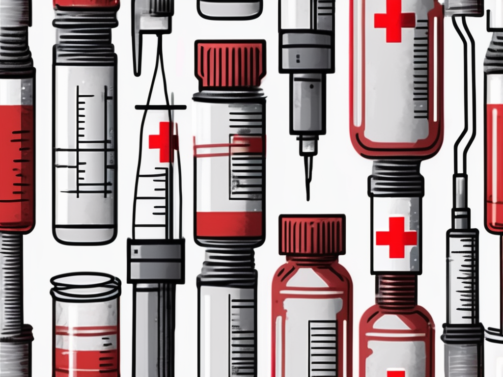 A syringe with hcg hormone vial and a red cross over some common mistakes like improper storage conditions and wrong dosage measurement