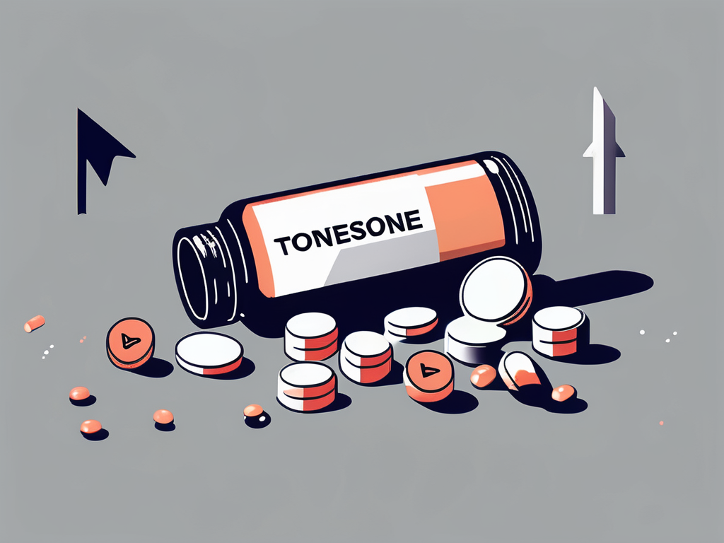 A pill bottle labeled with a testosterone symbol