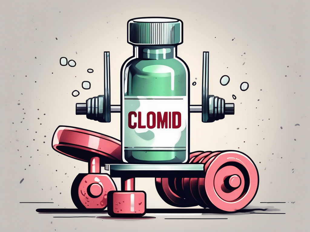 A pill bottle labeled 'clomid' with pills spilling out